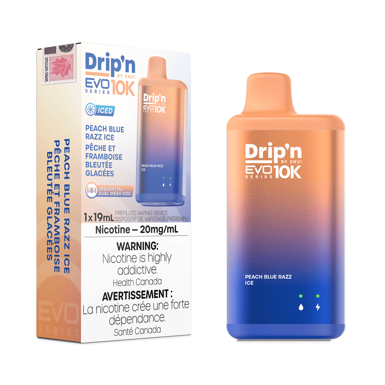 Drip'n EVO 10K - Peach Blue Razz Ice (20mg/mL)