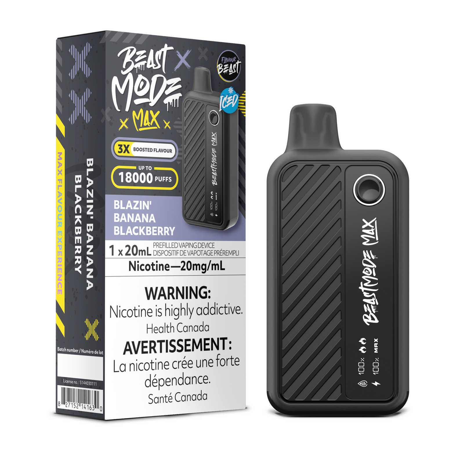 Beast Mode Max 18K Puffs- Blazin' Banana Blackberry (20mg/mL)