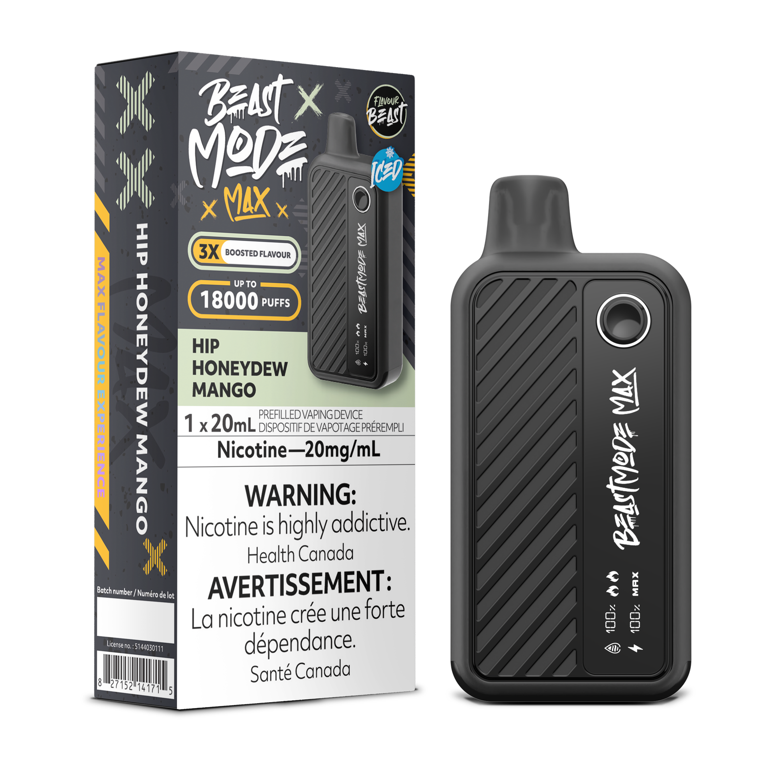 Beast Mode Max 18K Puffs- Hip Honeydew Mango (20mg/mL)