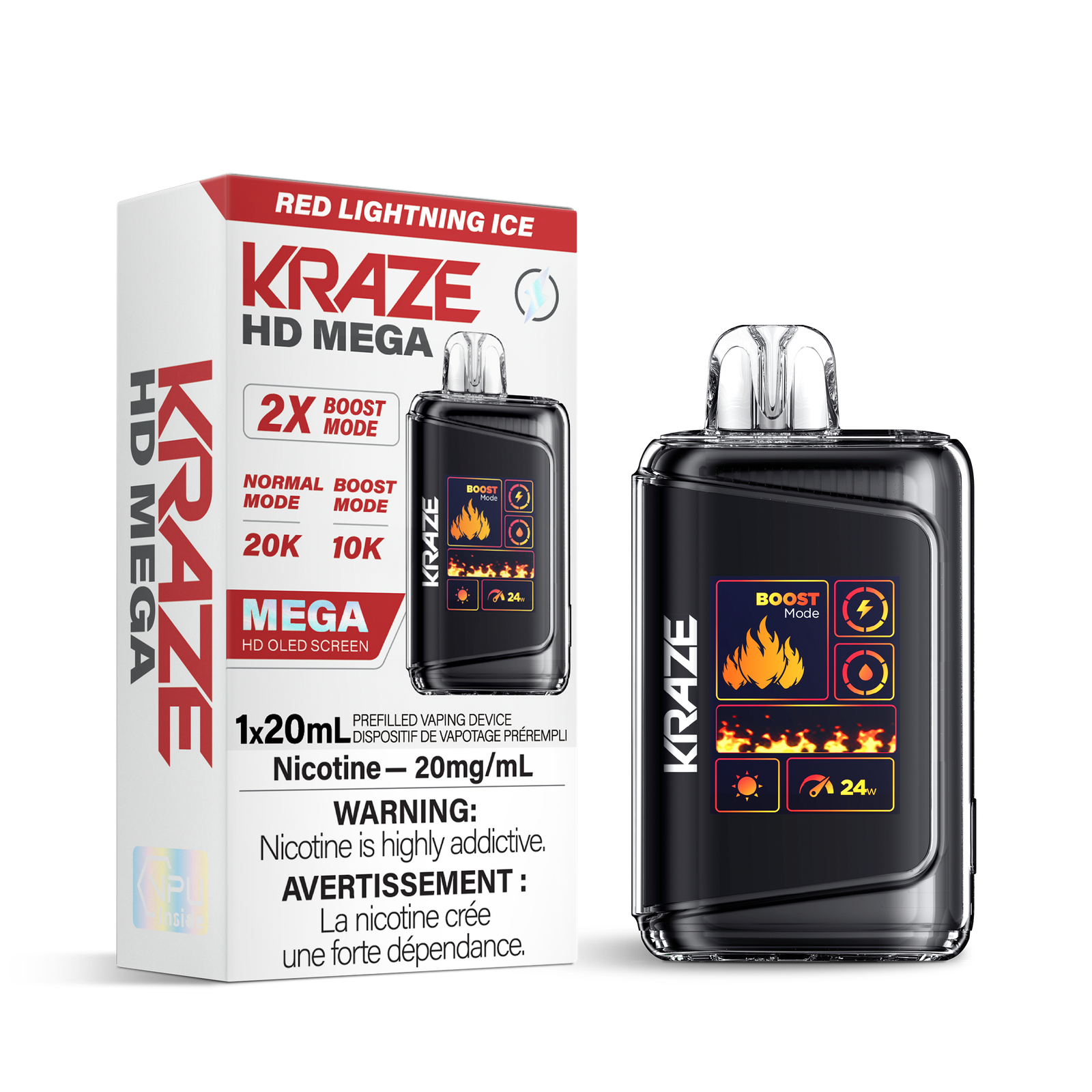 Kraze HD Mega 20K - Red Ligntning Ice