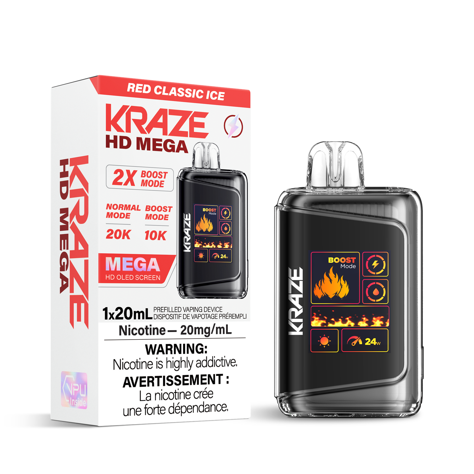 Kraze HD Mega 20K - Red Classic Ice