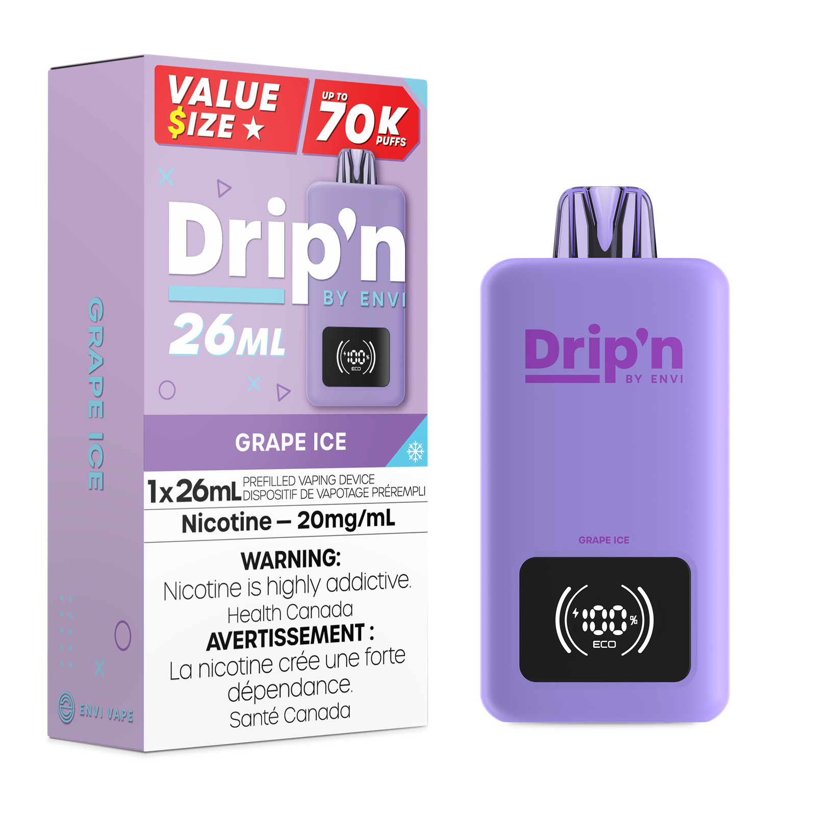 Drip'n By Envi 70K Disposable 26ml - Grape Ice