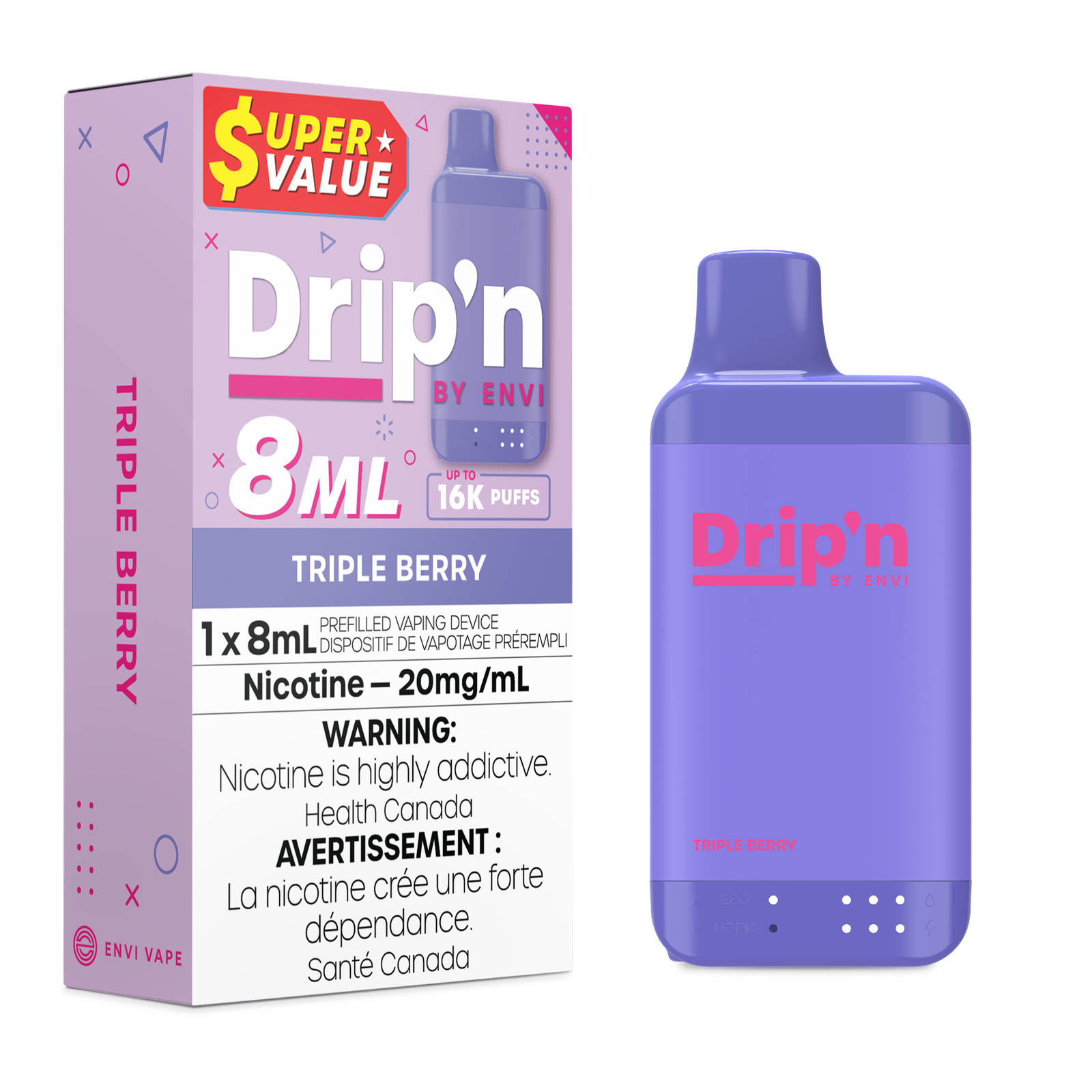 Drip'n by Envi 16K Disposable 8ML - Triple Berry